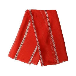 Red Silk Braided Rope Square Foulard Scarf