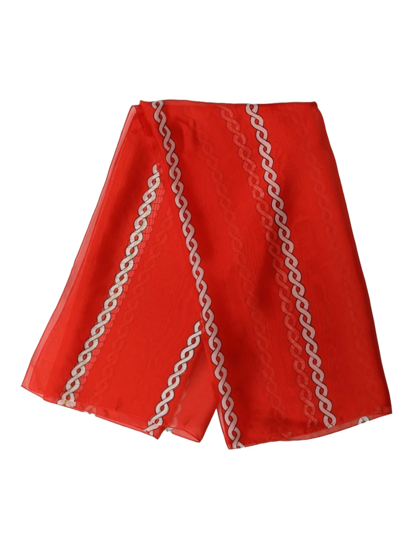 Red Silk Braided Rope Square Foulard Scarf