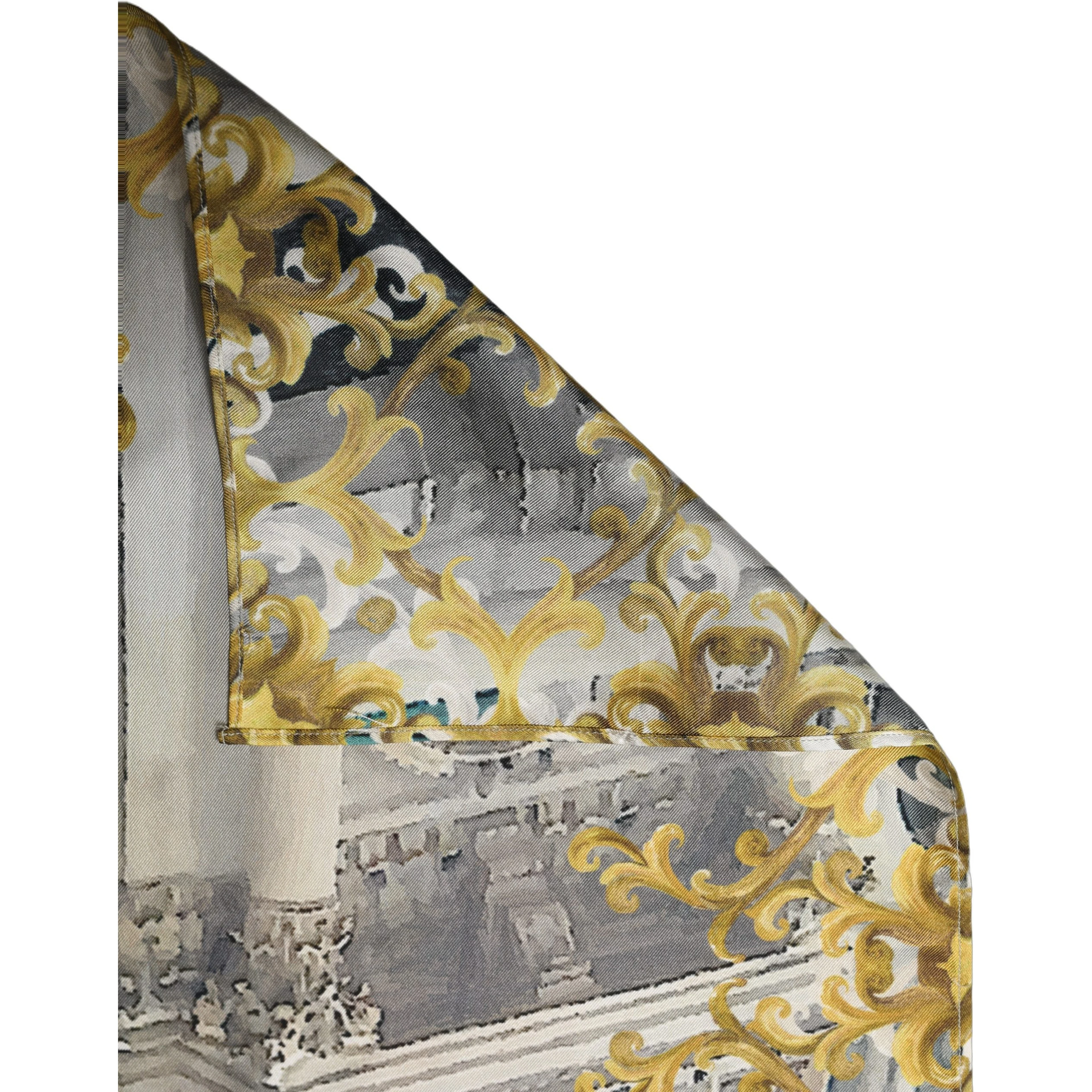 Multicolor Printed Silk Square Foulard Scarf