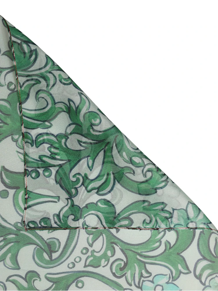 Green Silk Floral Print Square Foulard Scarf alternative