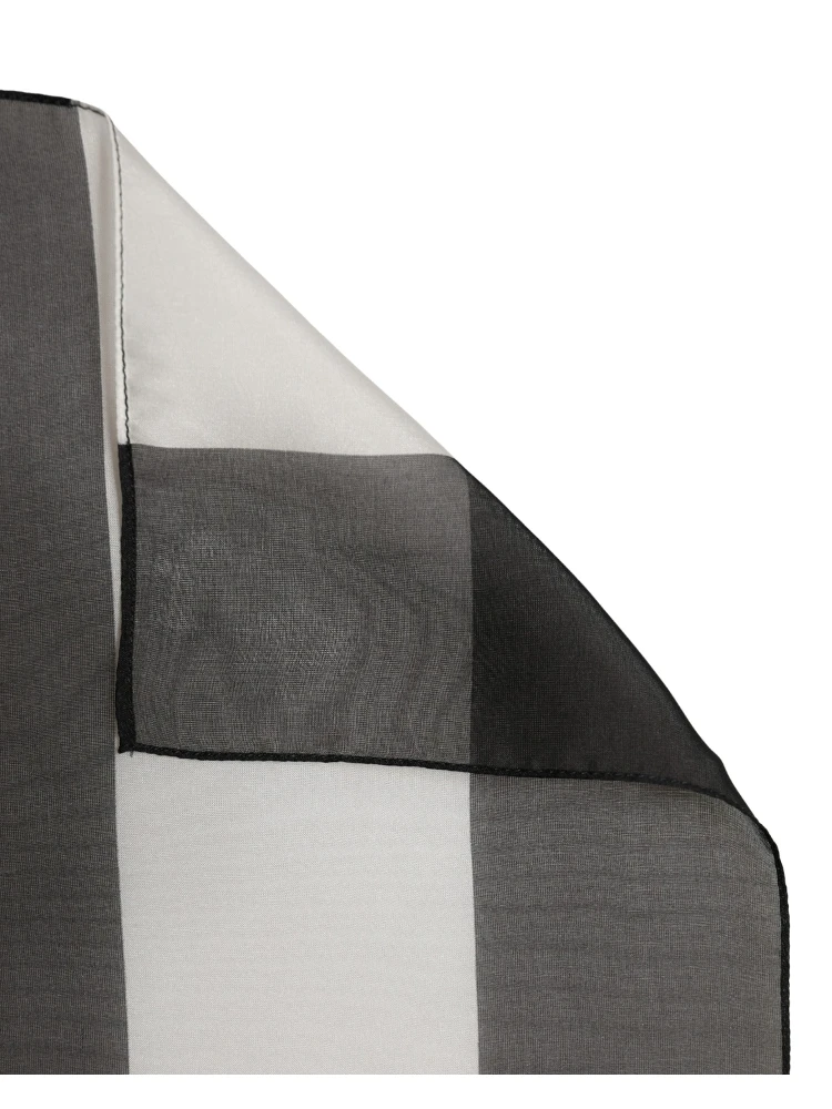 Black White Stripe Silk Square Foulard Scarf alternative