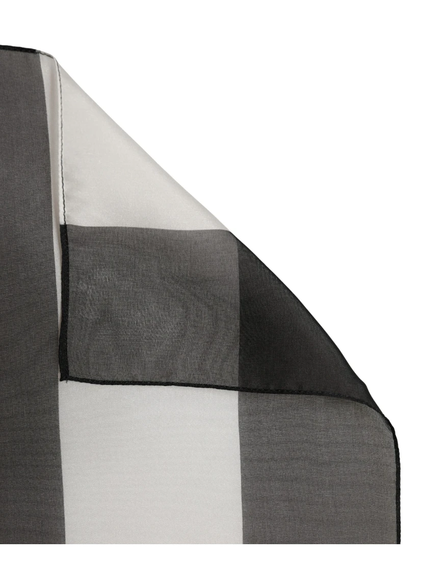 Black White Stripe Silk Square Foulard Scarf