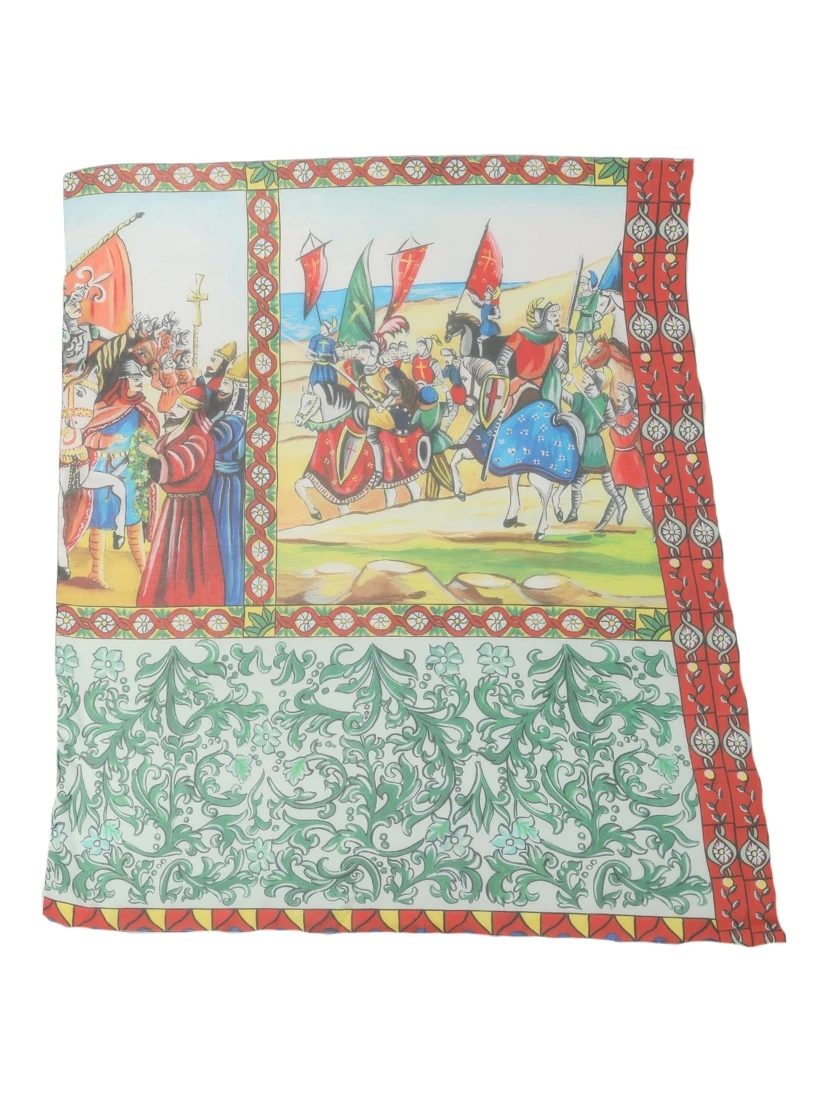 Multicolor Silk Printed Square Foulard Scarf