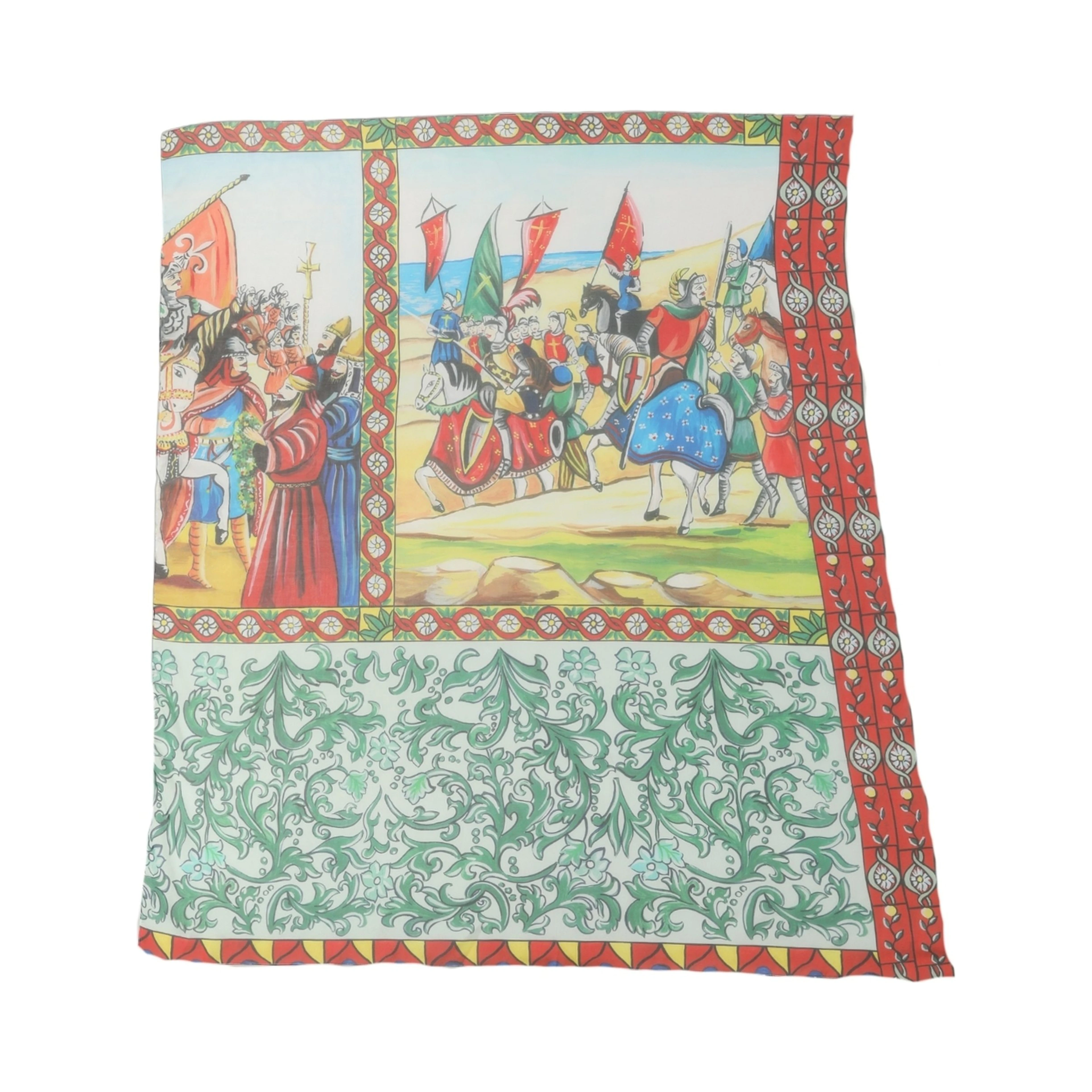 Multicolor Silk Printed Square Foulard Scarf