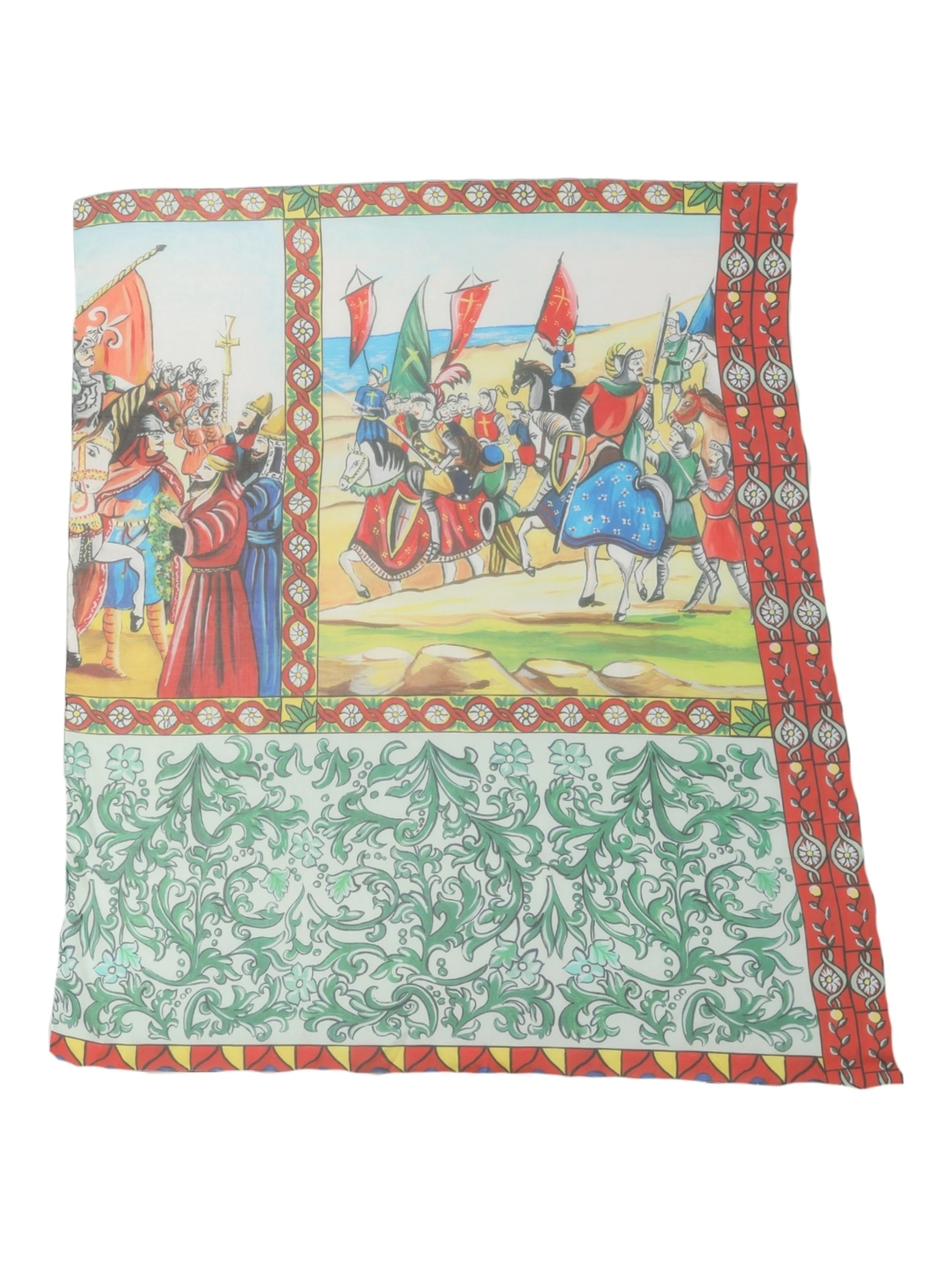 Multicolor Silk Printed Square Foulard Scarf
