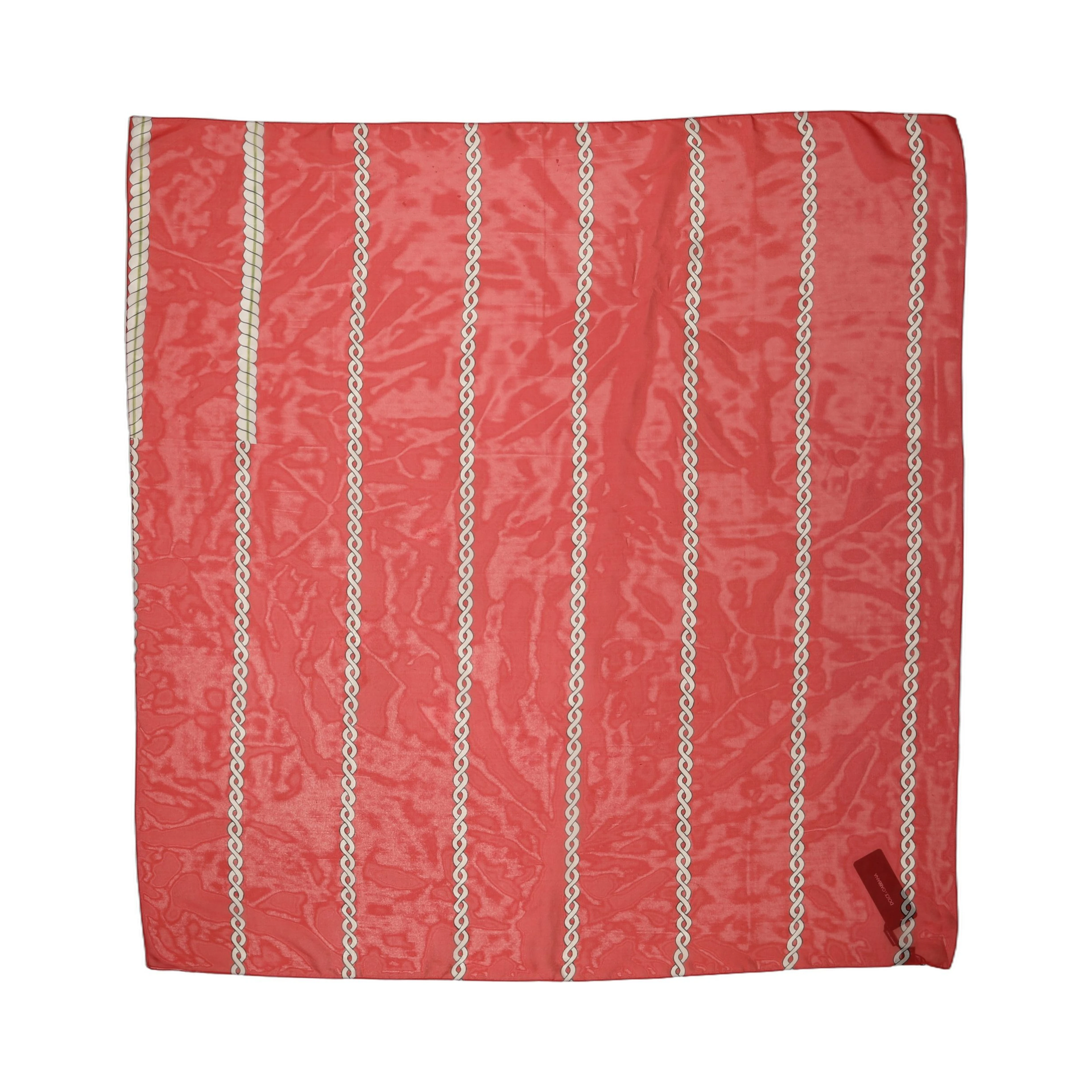 Red Silk Braided Rope Square Foulard Scarf