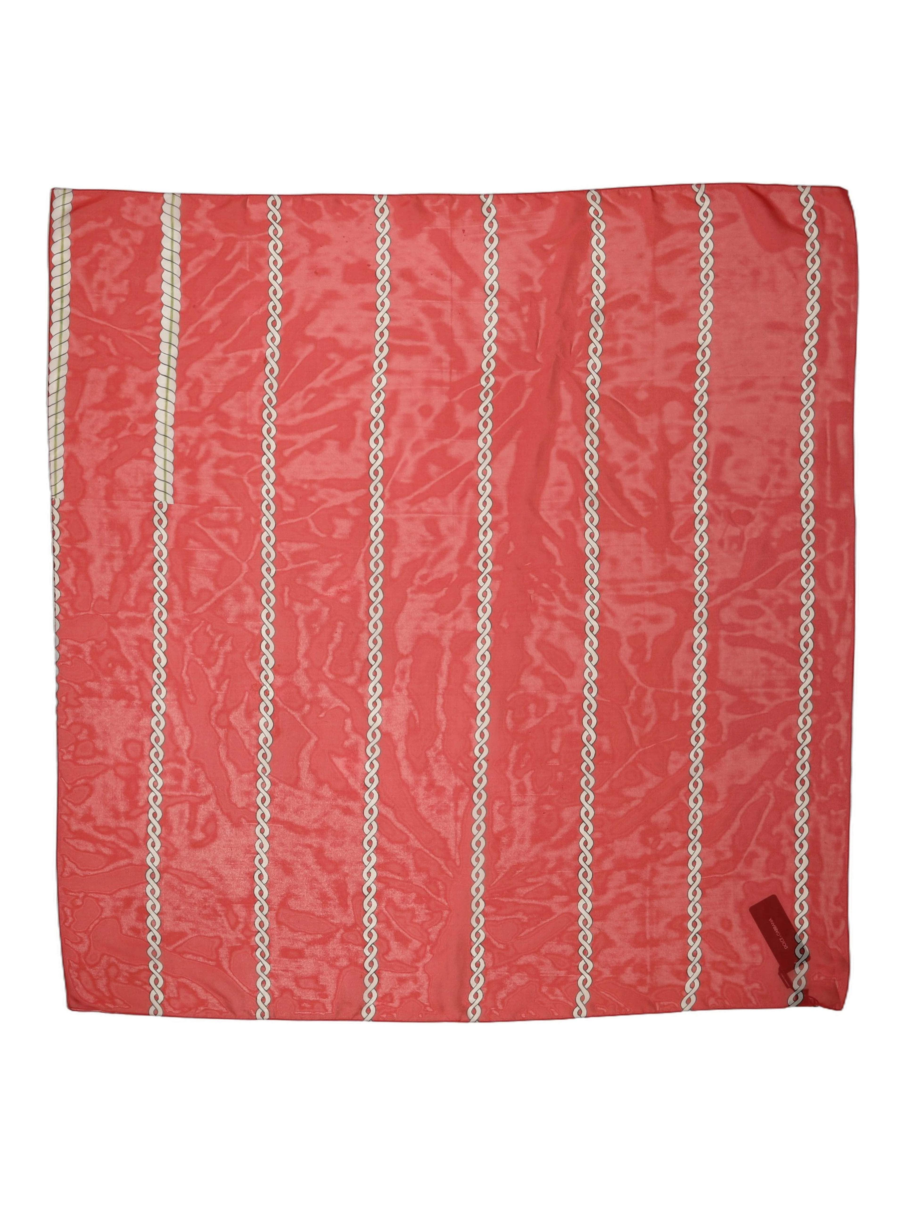 Red Silk Braided Rope Square Foulard Scarf