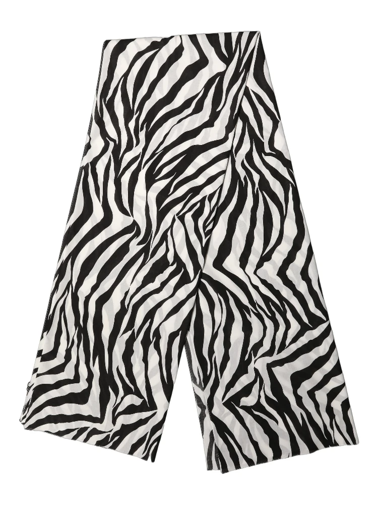 Black White Zebra Cotton Lace Stole Scarf