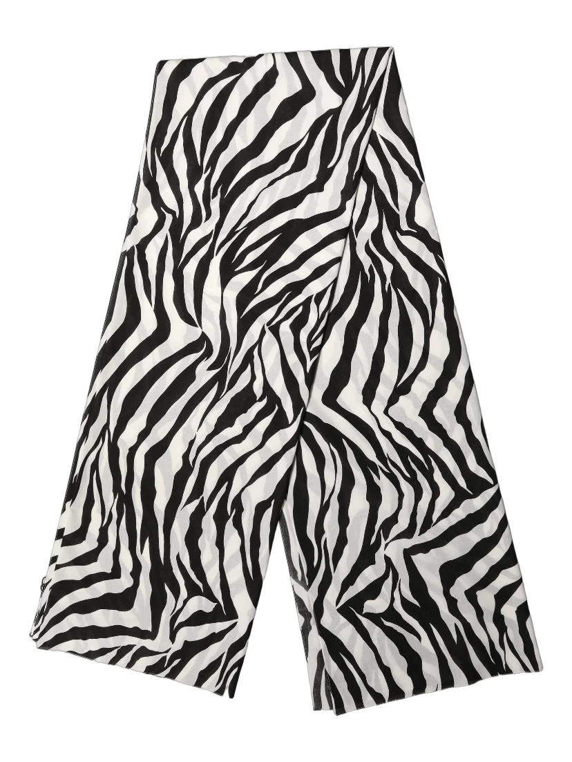 Black White Zebra Cotton Lace Stole Scarf