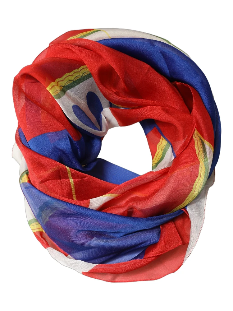 Multicolor Abstract Square Foulard Scarf