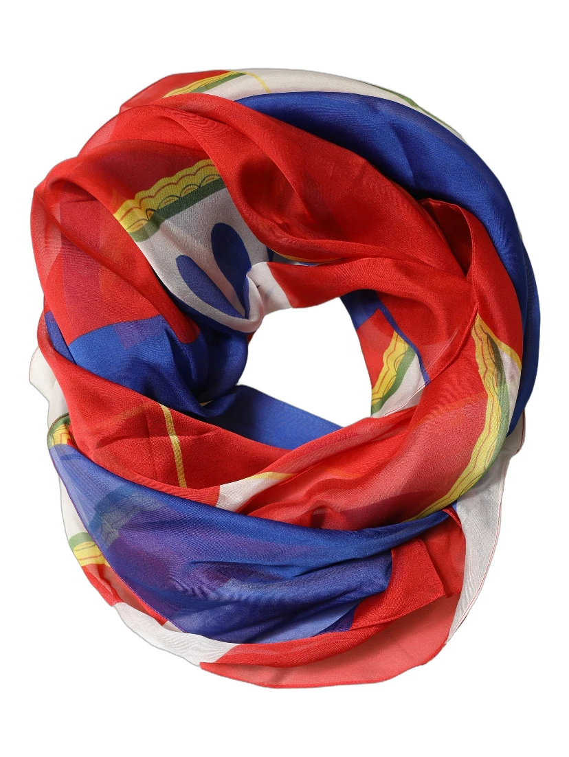 Multicolor Abstract Square Foulard Scarf