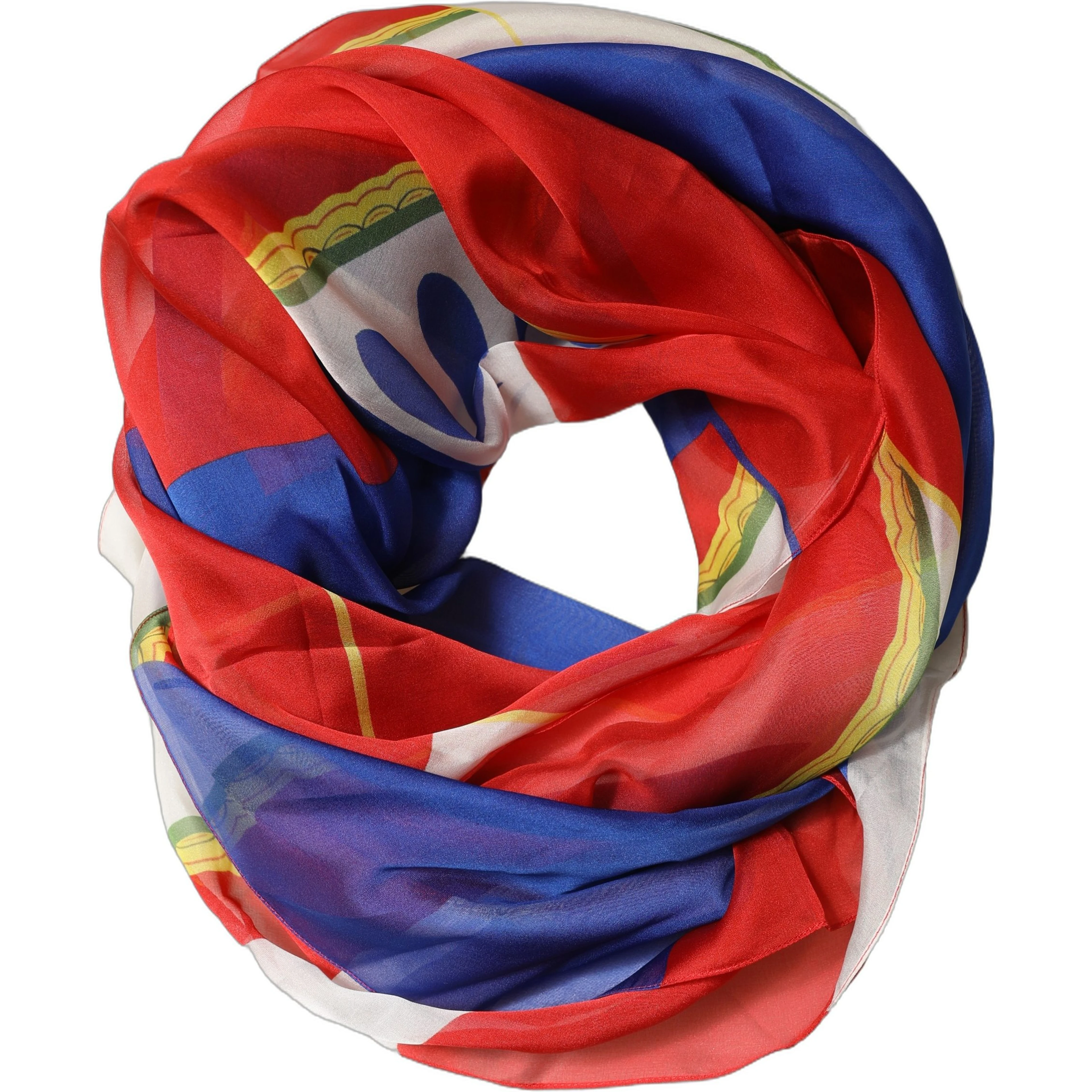 Multicolor Abstract Square Foulard Scarf