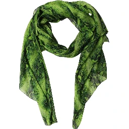 Green Black Printed Silk Sheer Stole Scarf