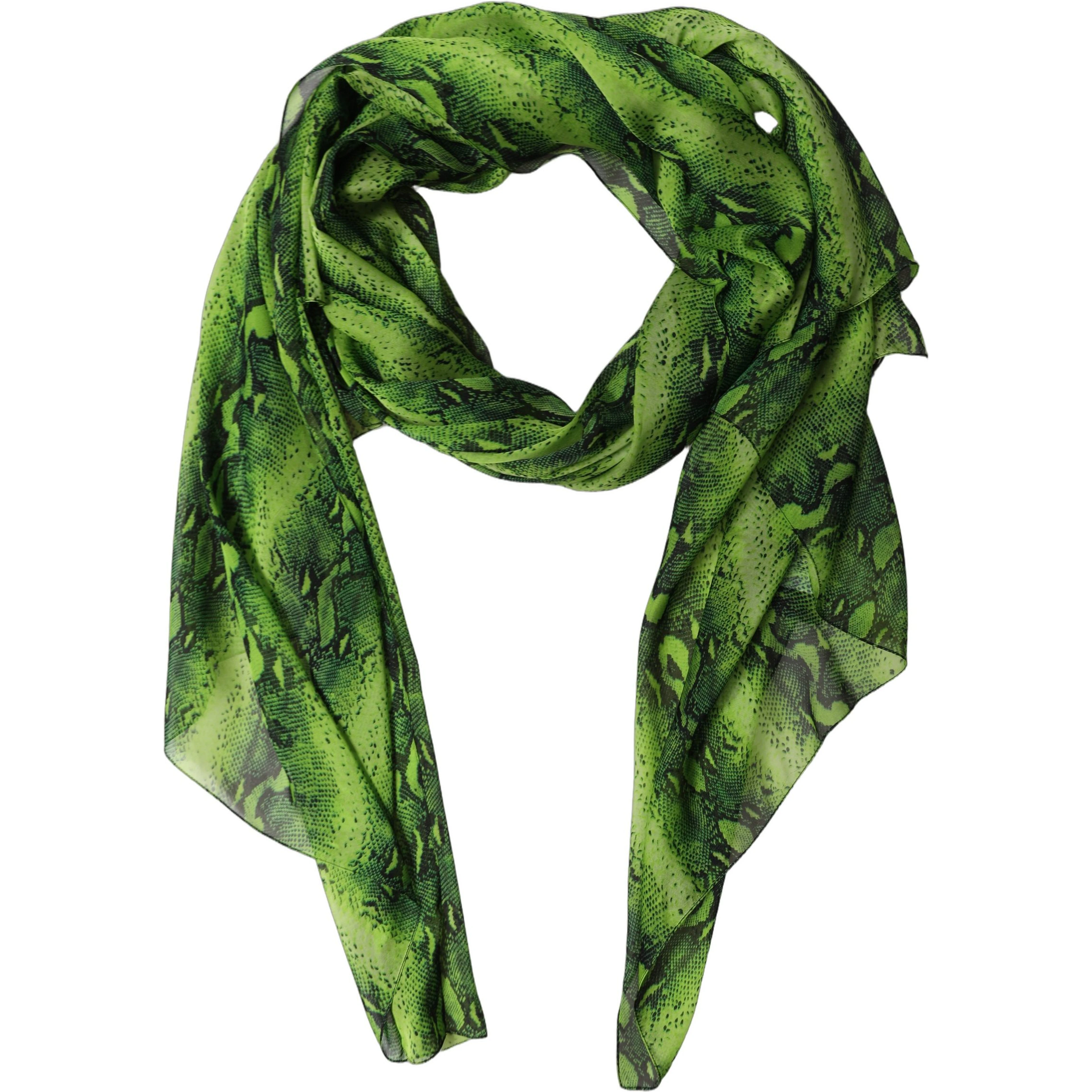 Green Black Printed Silk Sheer Stole Scarf