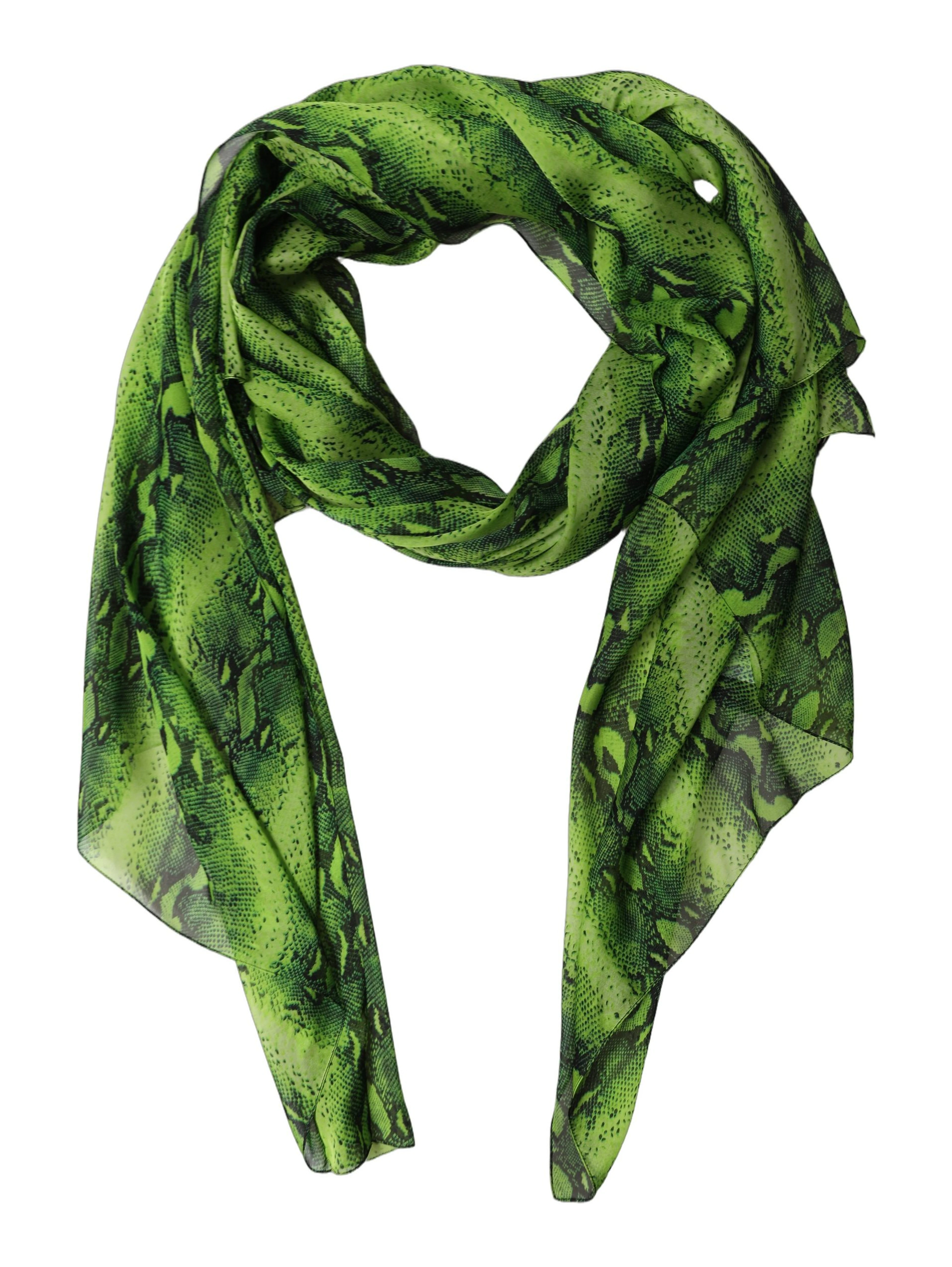 Green Black Printed Silk Sheer Stole Scarf