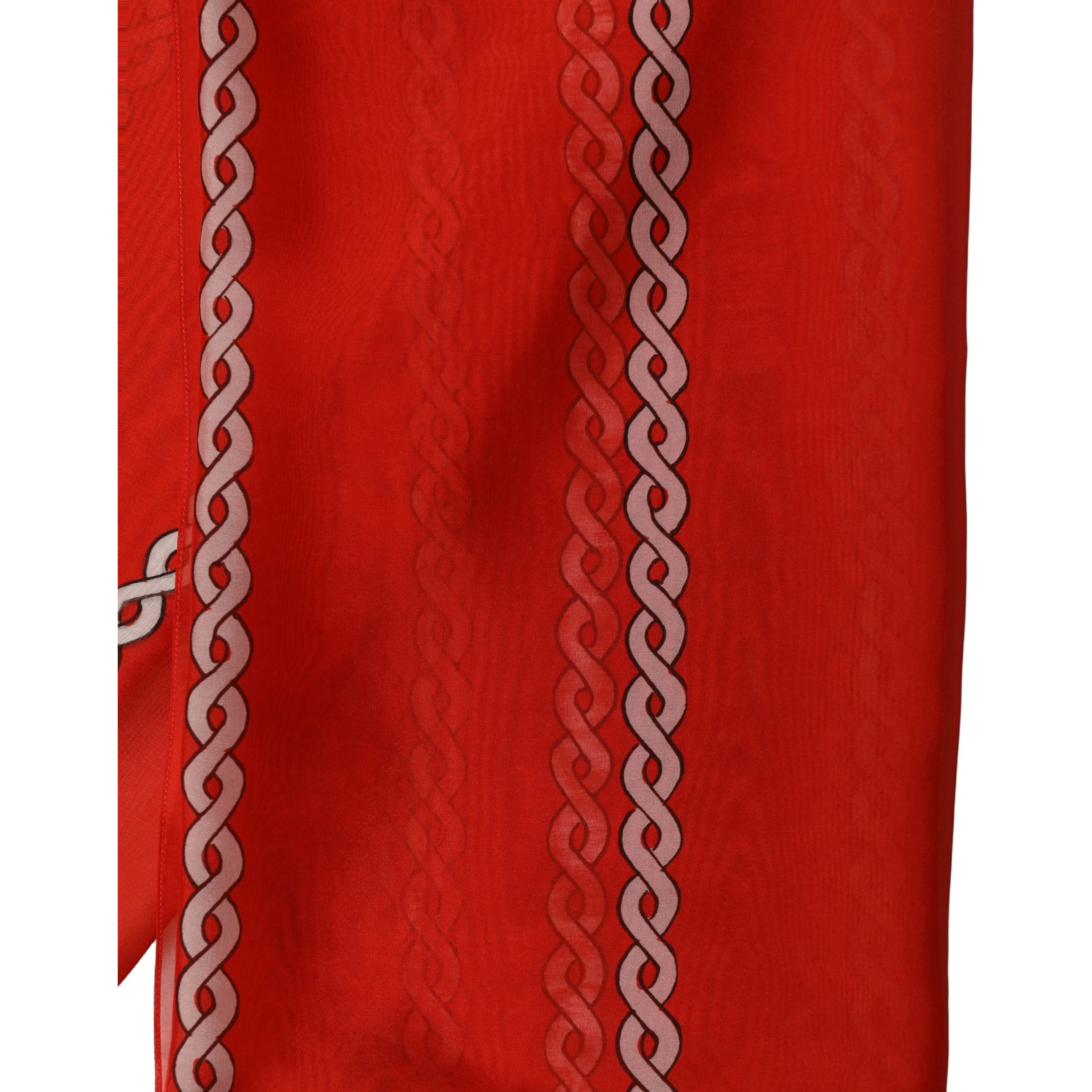 Red Silk Braided Rope Square Foulard Scarf