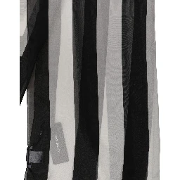 Black White Stripe Silk Shawl Stole Scarf