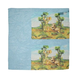 Light Blue Silk Landscape Foulard Scarf