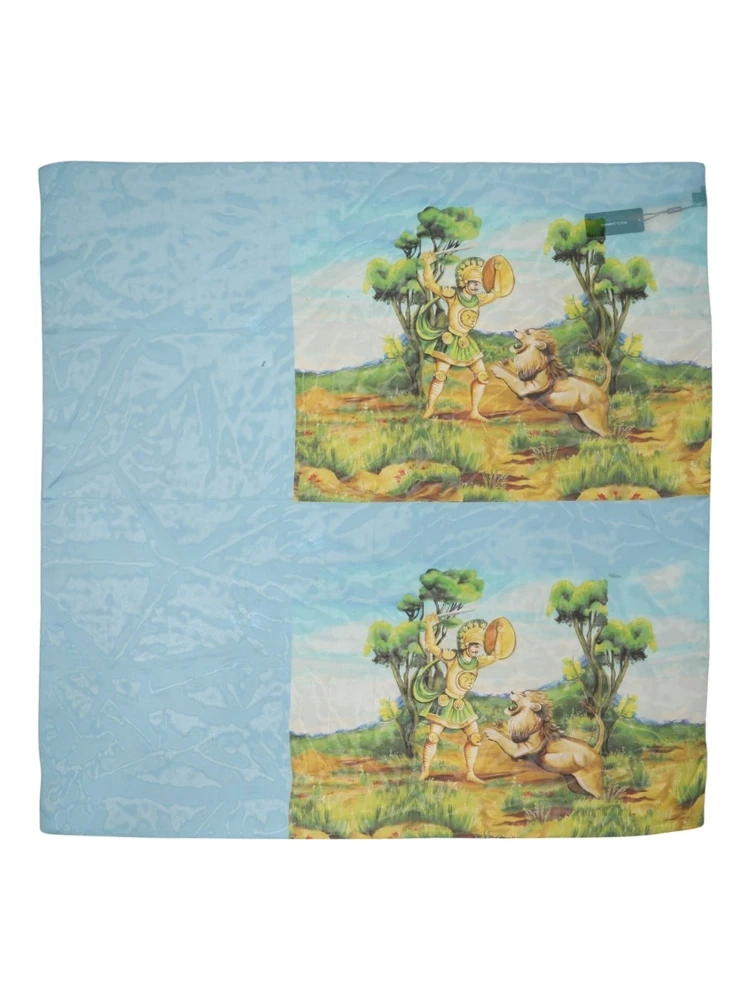 Light Blue Silk Landscape Foulard Scarf