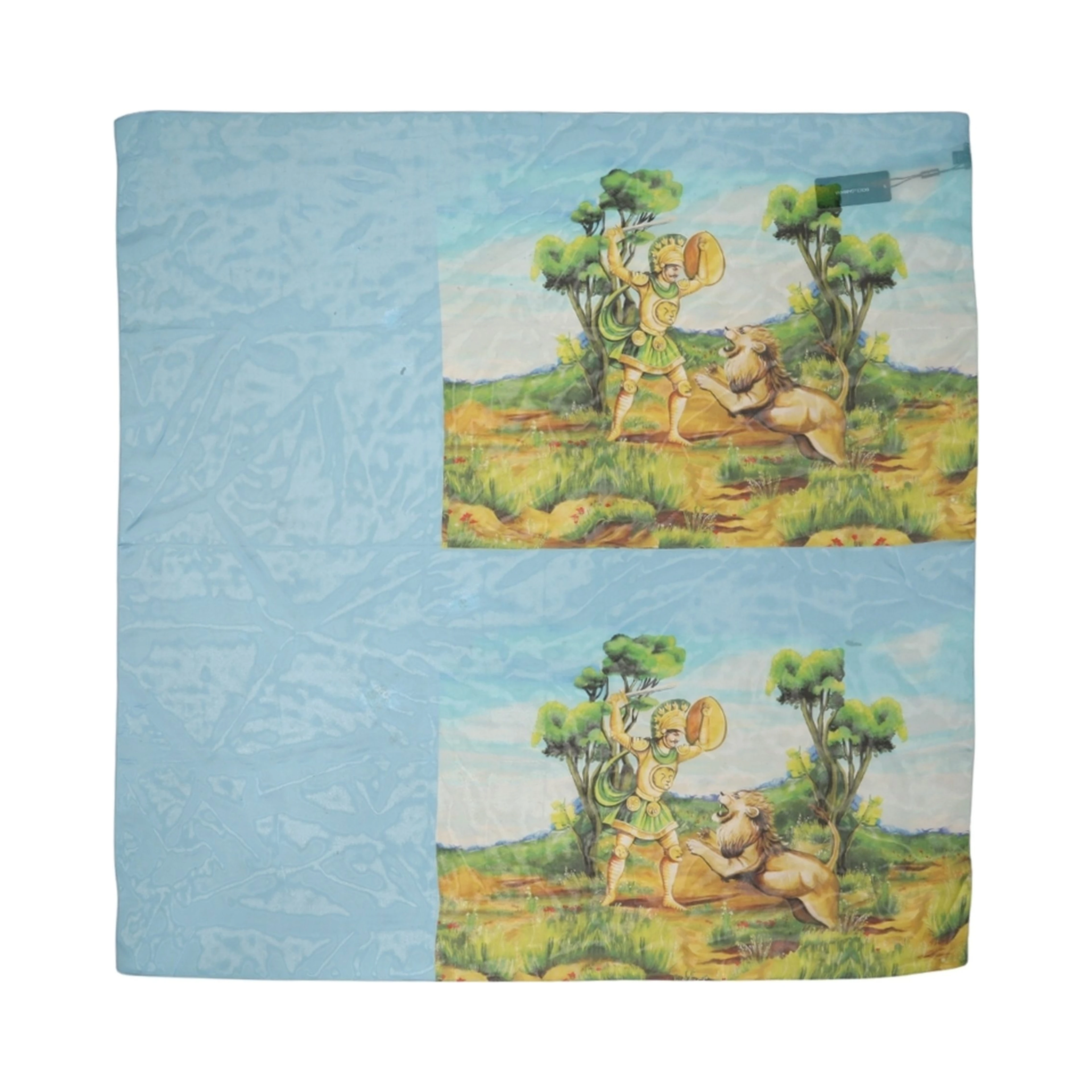 Light Blue Silk Landscape Foulard Scarf