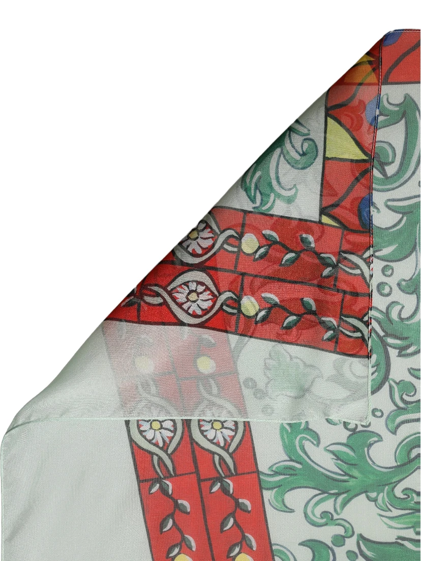 Multicolor Silk Printed Square Foulard Scarf