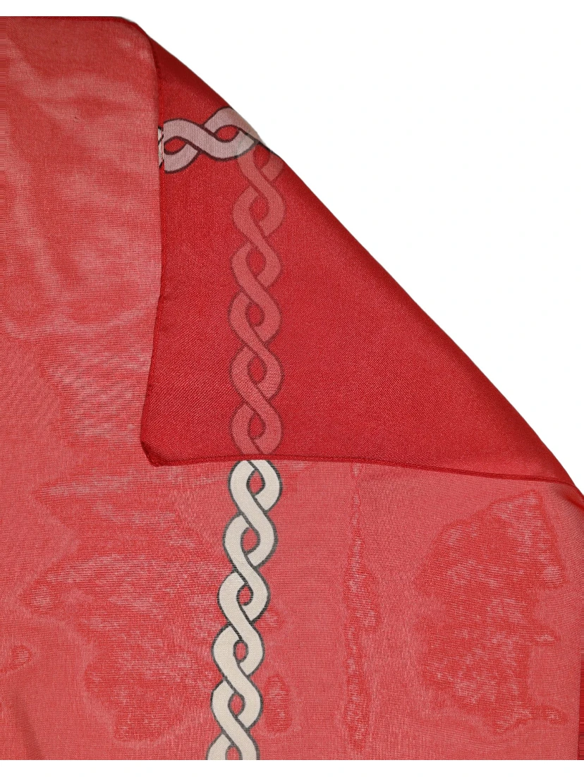 Red Silk Braided Rope Square Foulard Scarf
