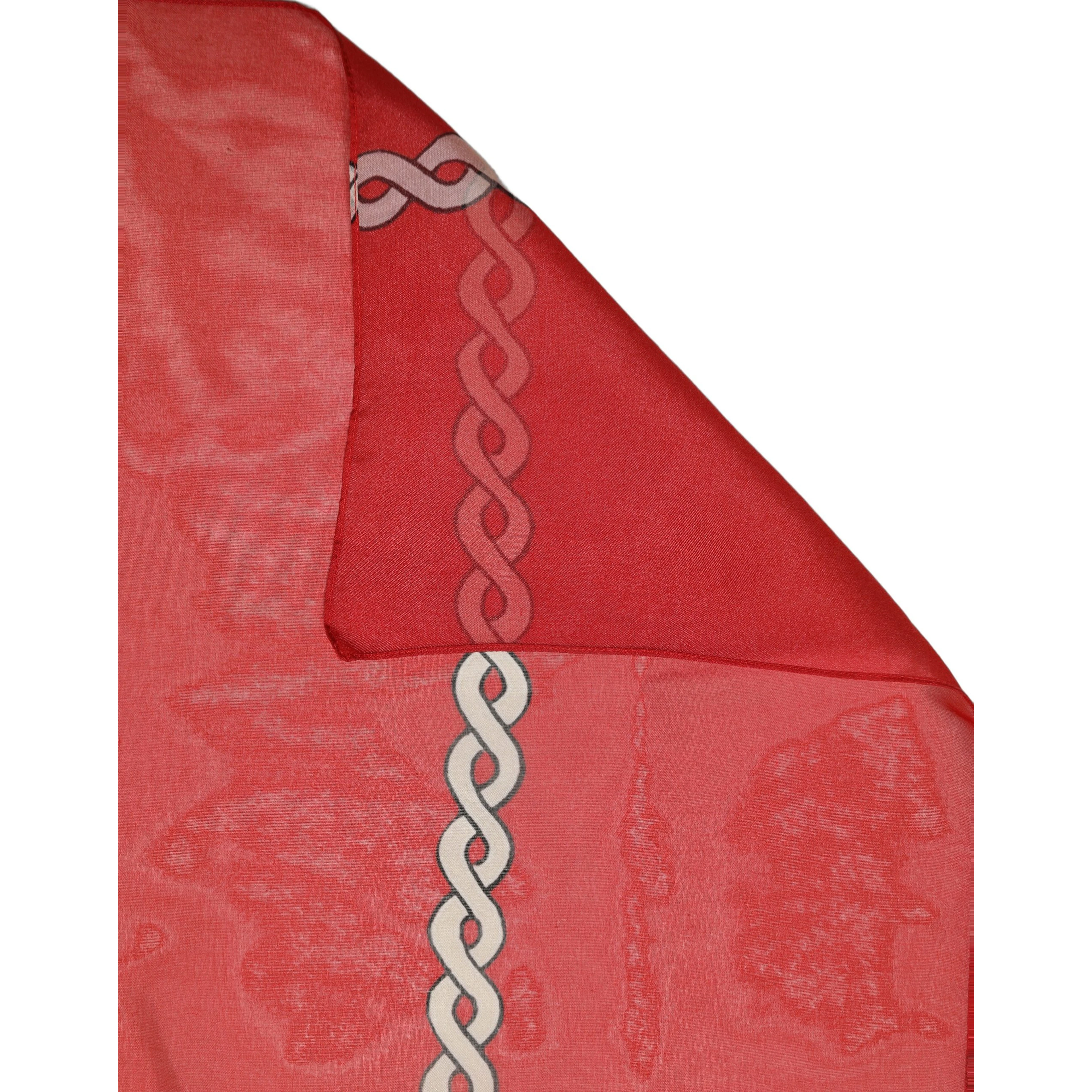 Red Silk Braided Rope Square Foulard Scarf