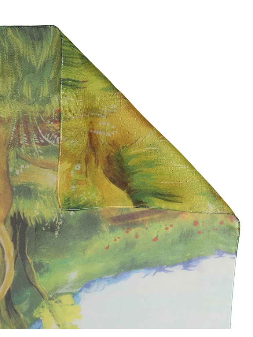 Light Blue Silk Landscape Foulard Scarf