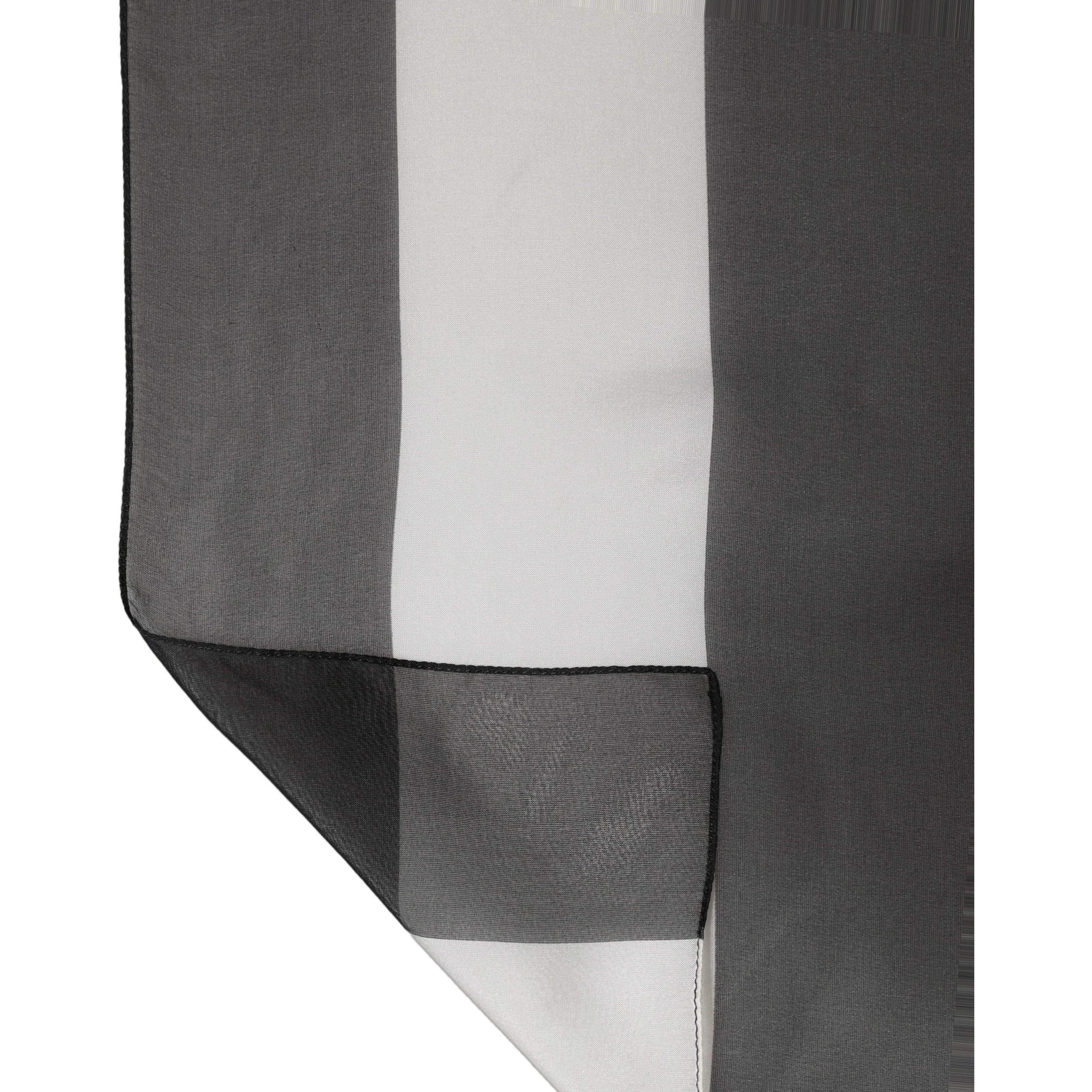 Black White Stripe Silk Shawl Stole Scarf