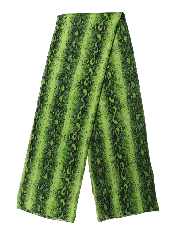 Green Black Printed Silk Sheer Stole Scarf alternative