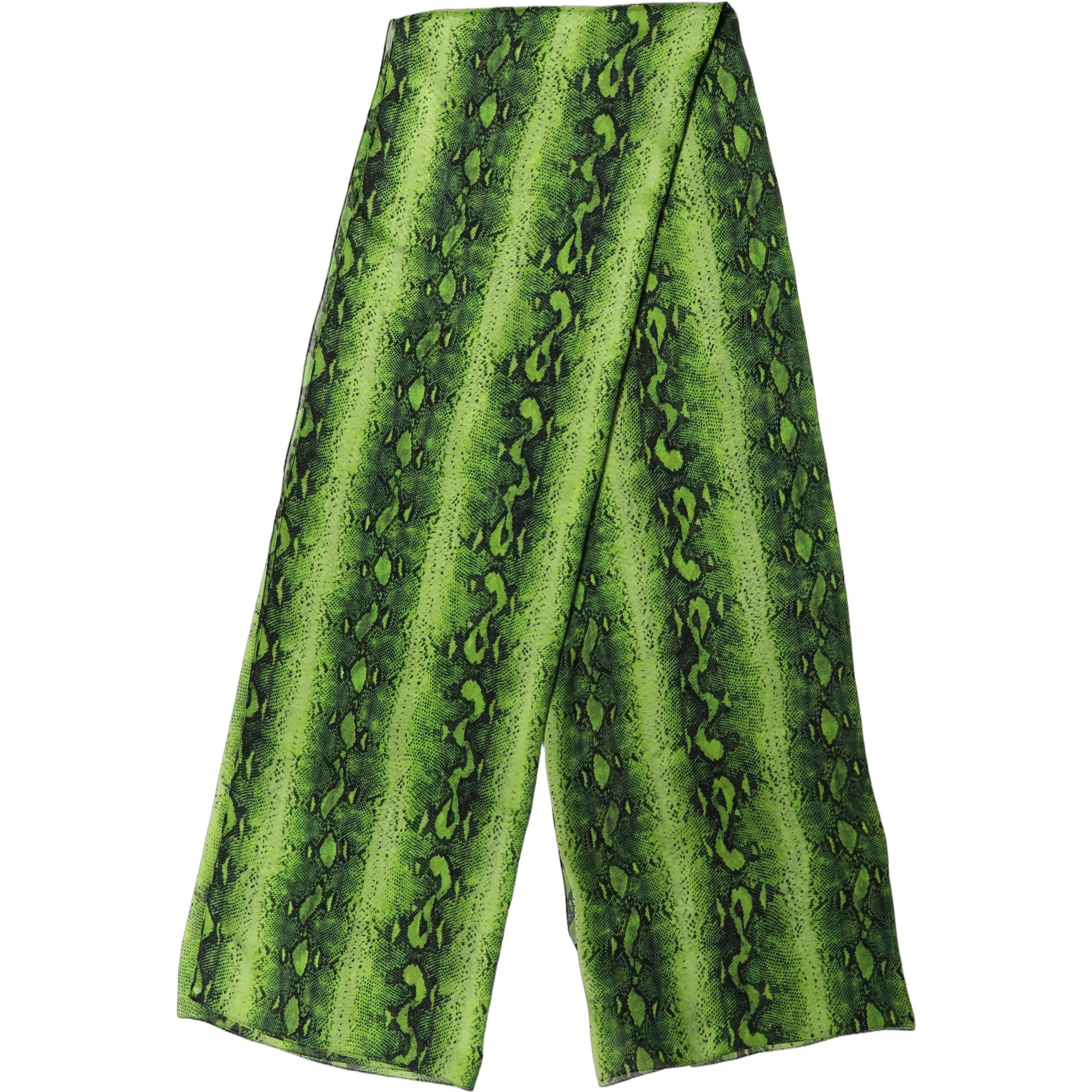 Green Black Printed Silk Sheer Stole Scarf