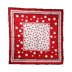 Red Polka Dot Print Silk Square Foulard Scarf