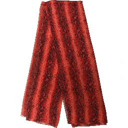 Red Black Printed Silk Sheer Foulard Scarf
