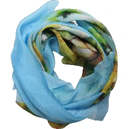 Light Blue Silk Landscape Foulard Scarf