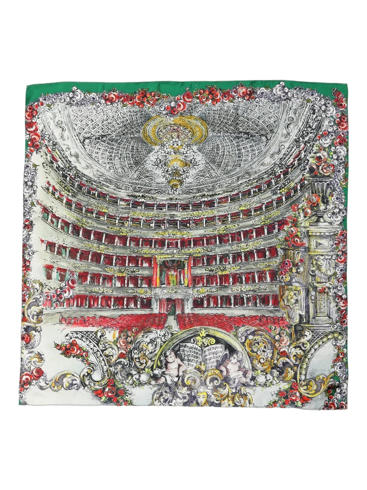 Multicolor Silk Printed Square Foulard Scarf