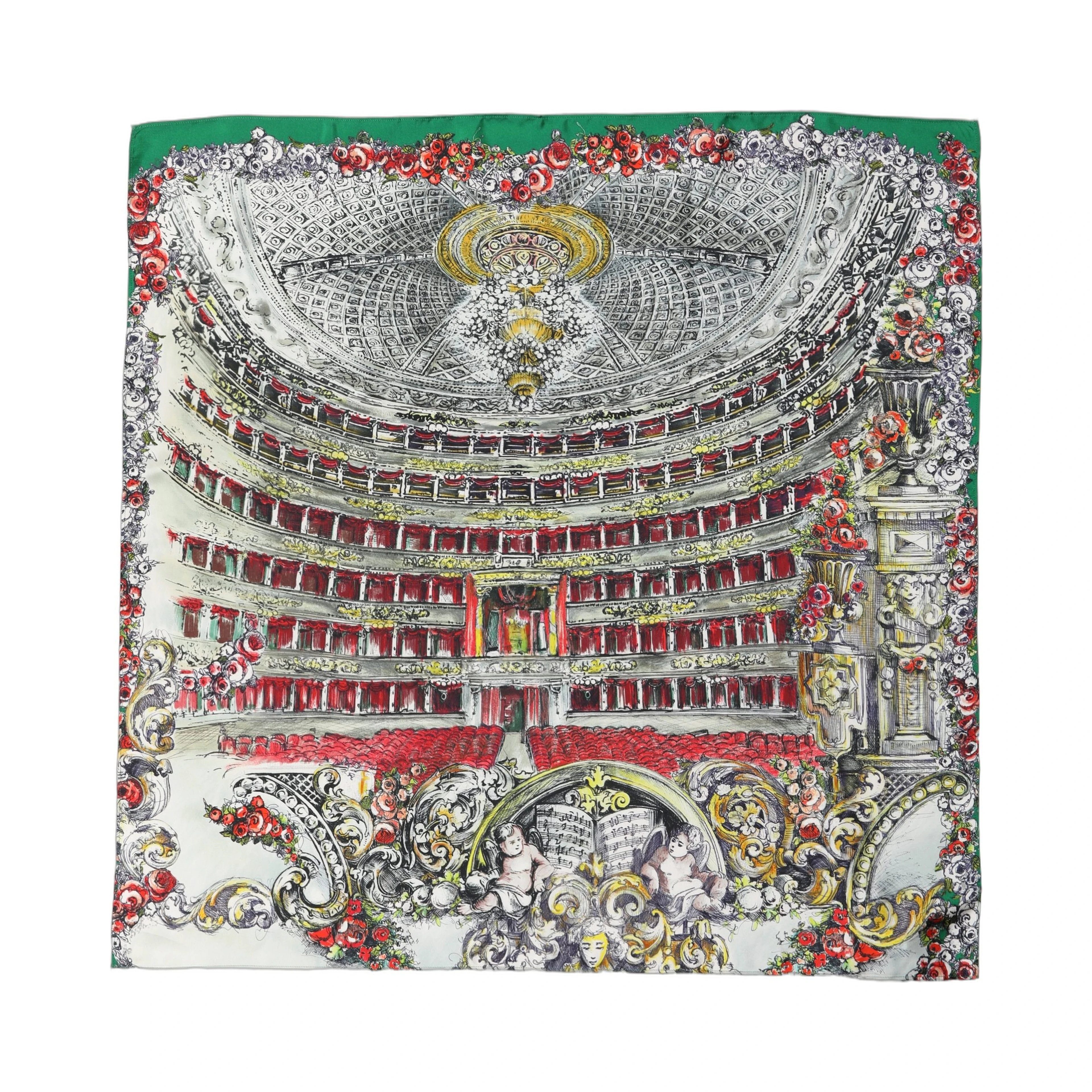 Multicolor Silk Printed Square Foulard Scarf