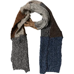 Multicolor Patchwork Wool Knit Shawl Scarf