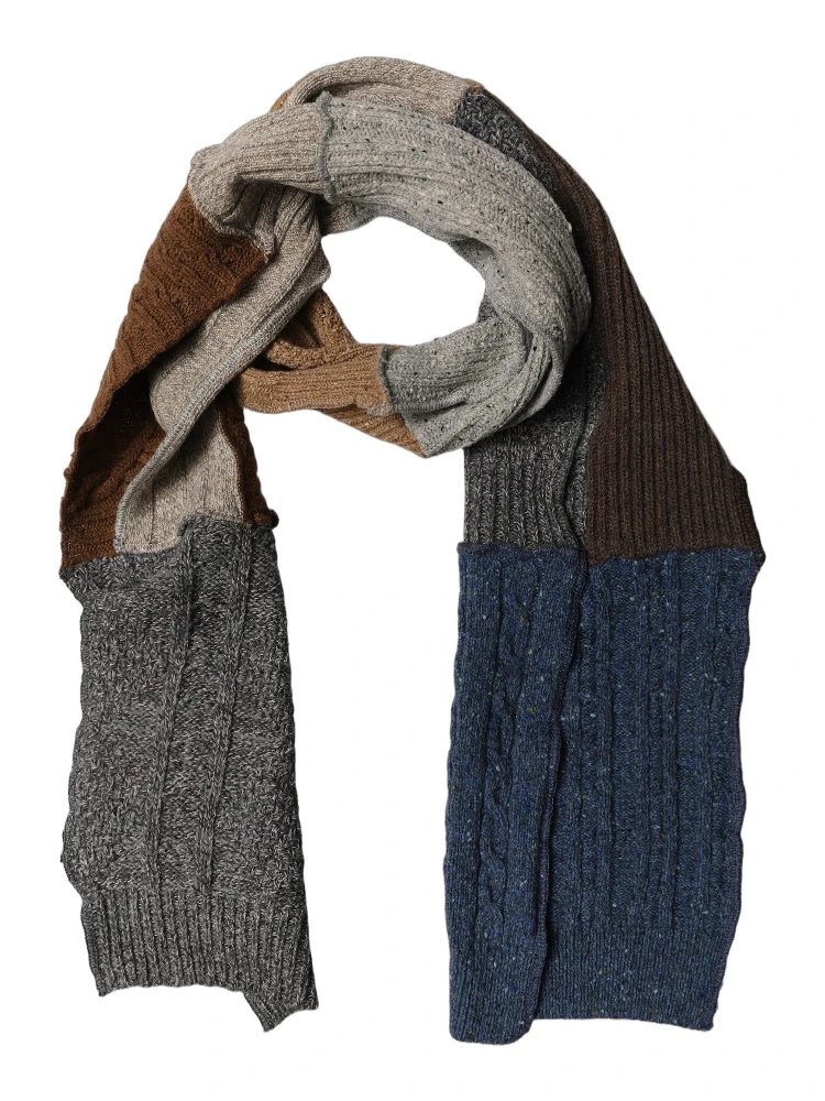 Multicolor Patchwork Wool Knit Shawl Scarf