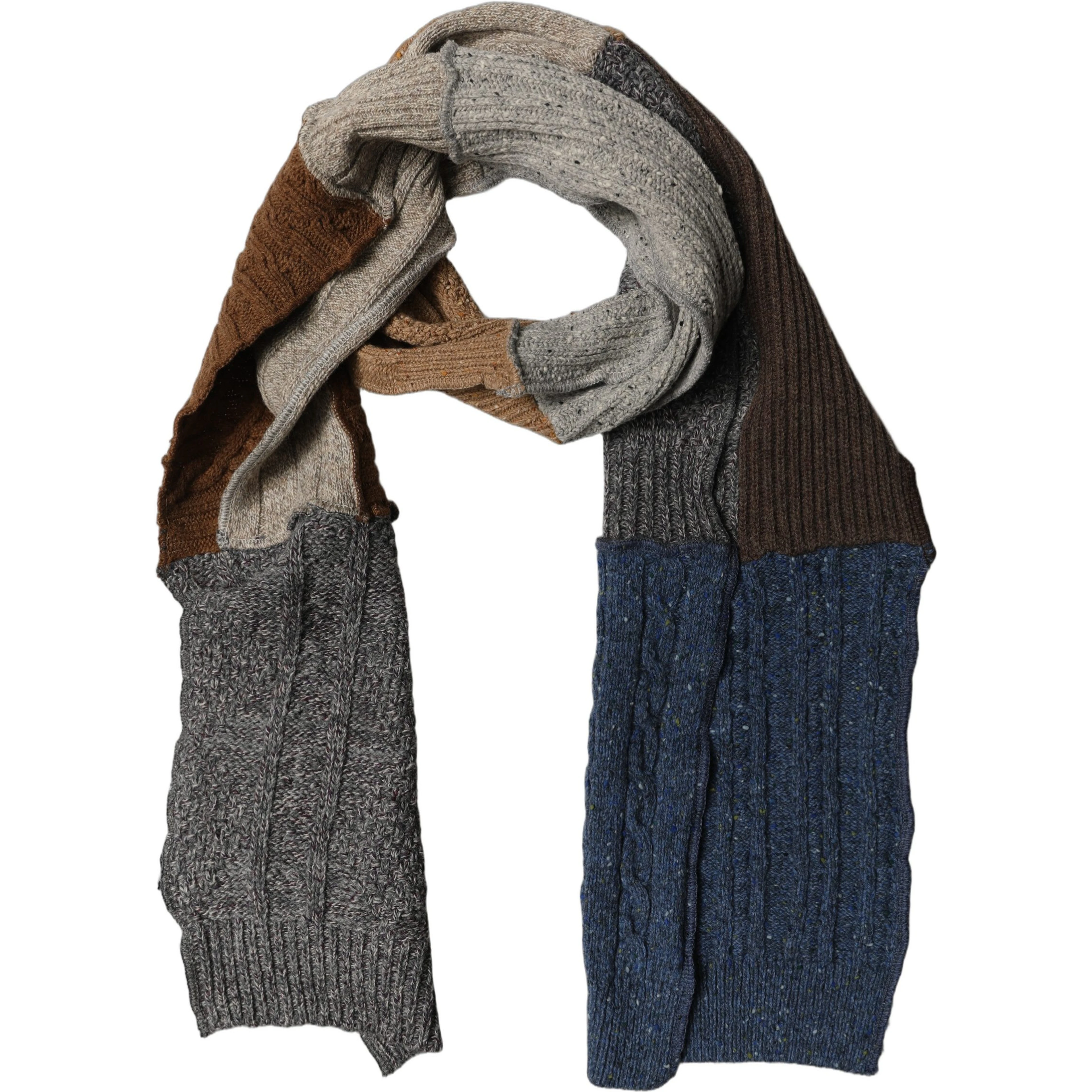 Multicolor Patchwork Wool Knit Shawl Scarf