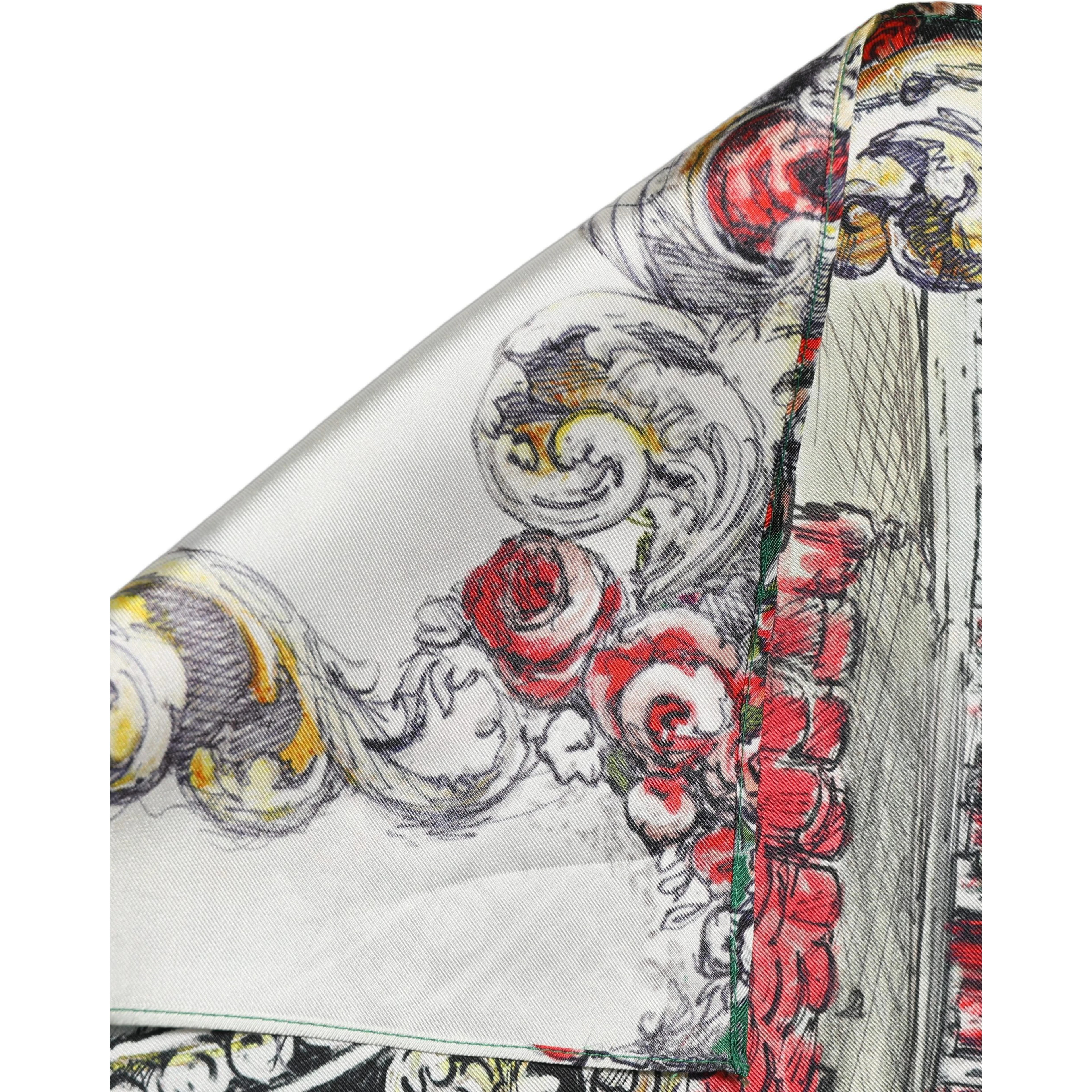 Multicolor Silk Printed Square Foulard Scarf