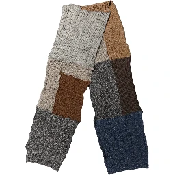 Multicolor Patchwork Wool Knit Shawl Scarf