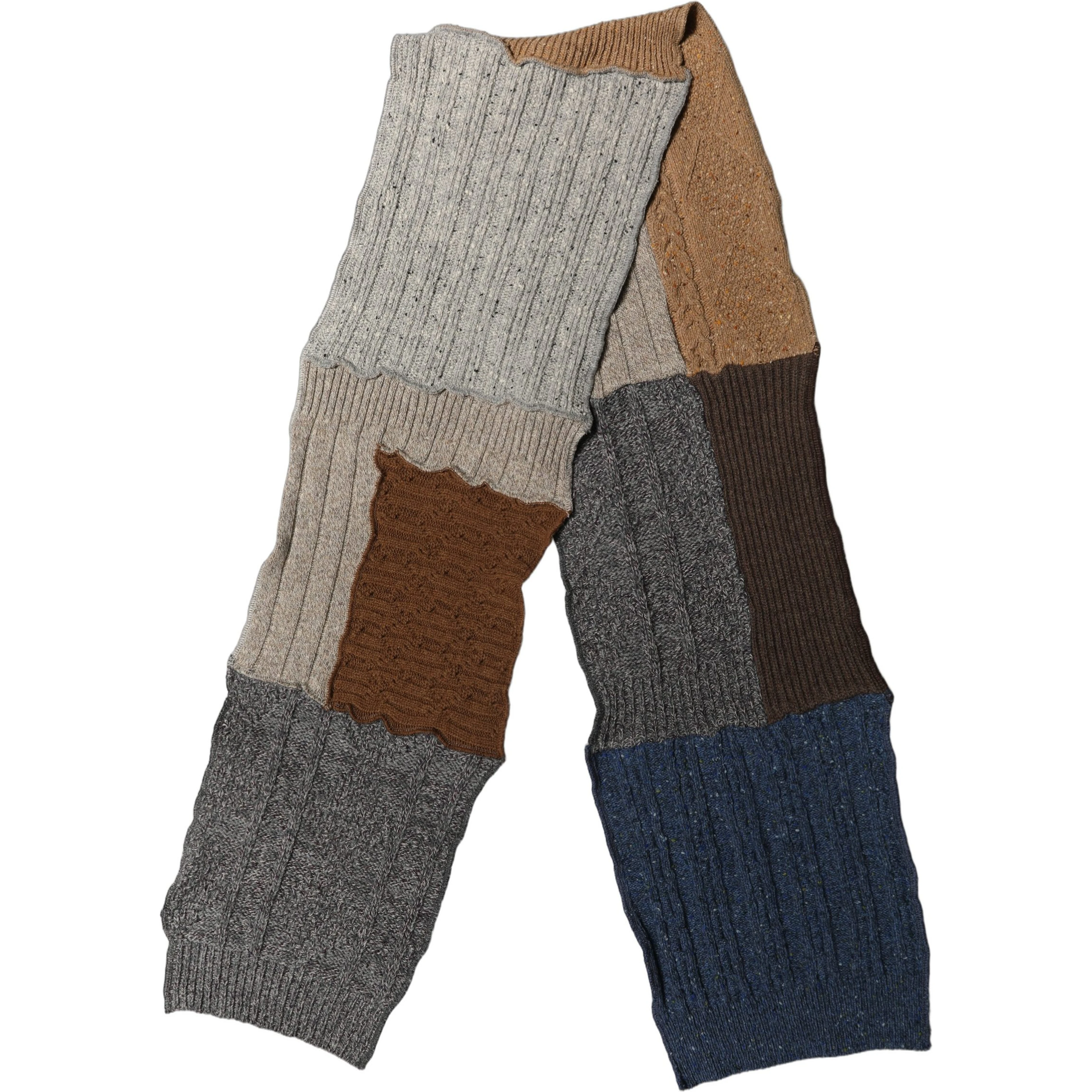 Multicolor Patchwork Wool Knit Shawl Scarf