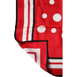 Red Polka Dot Print Silk Square Foulard Scarf