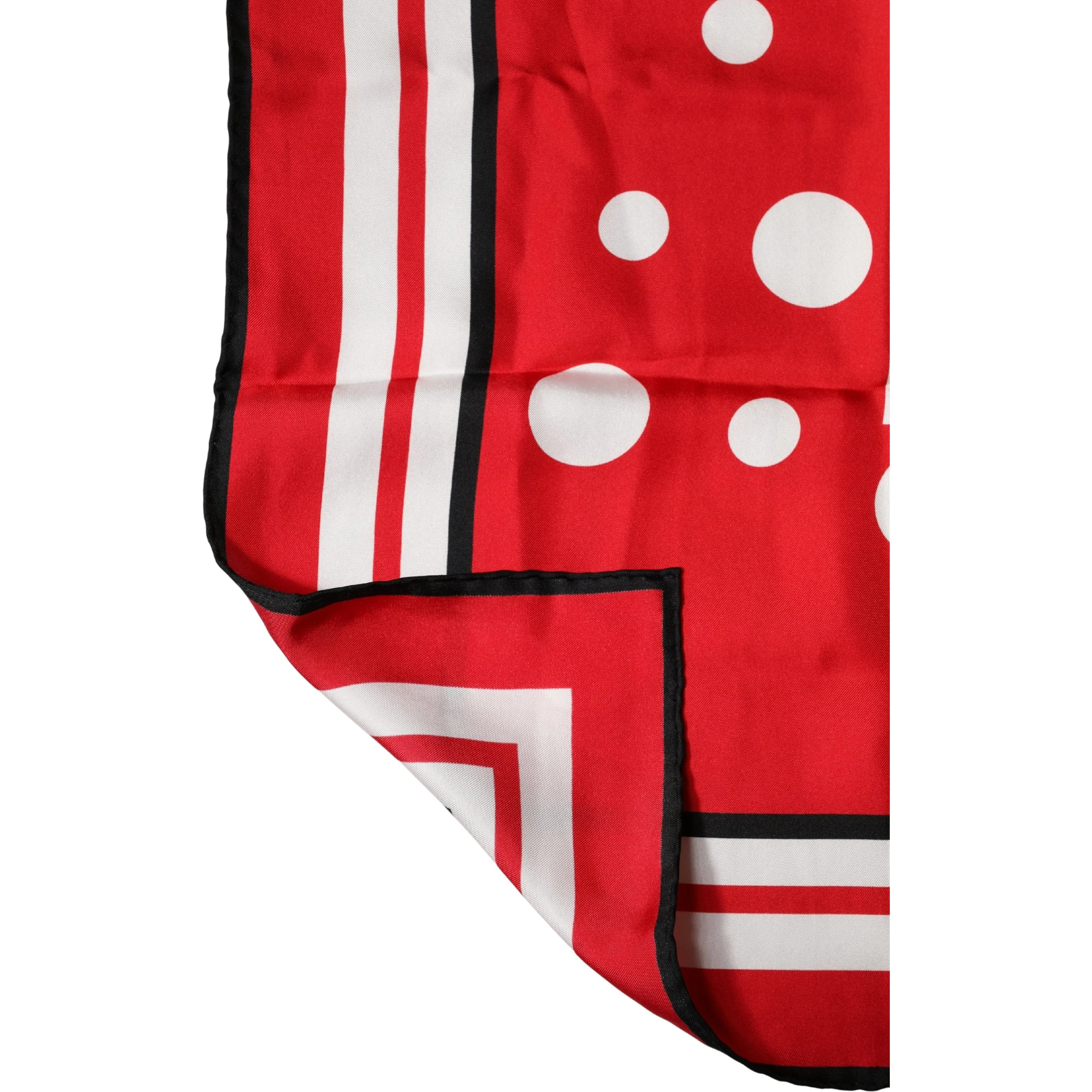 Red Polka Dot Print Silk Square Foulard Scarf