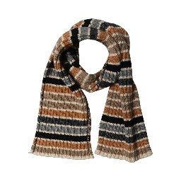 Multicolor Striped Knitted Viscose Shawl Scarf