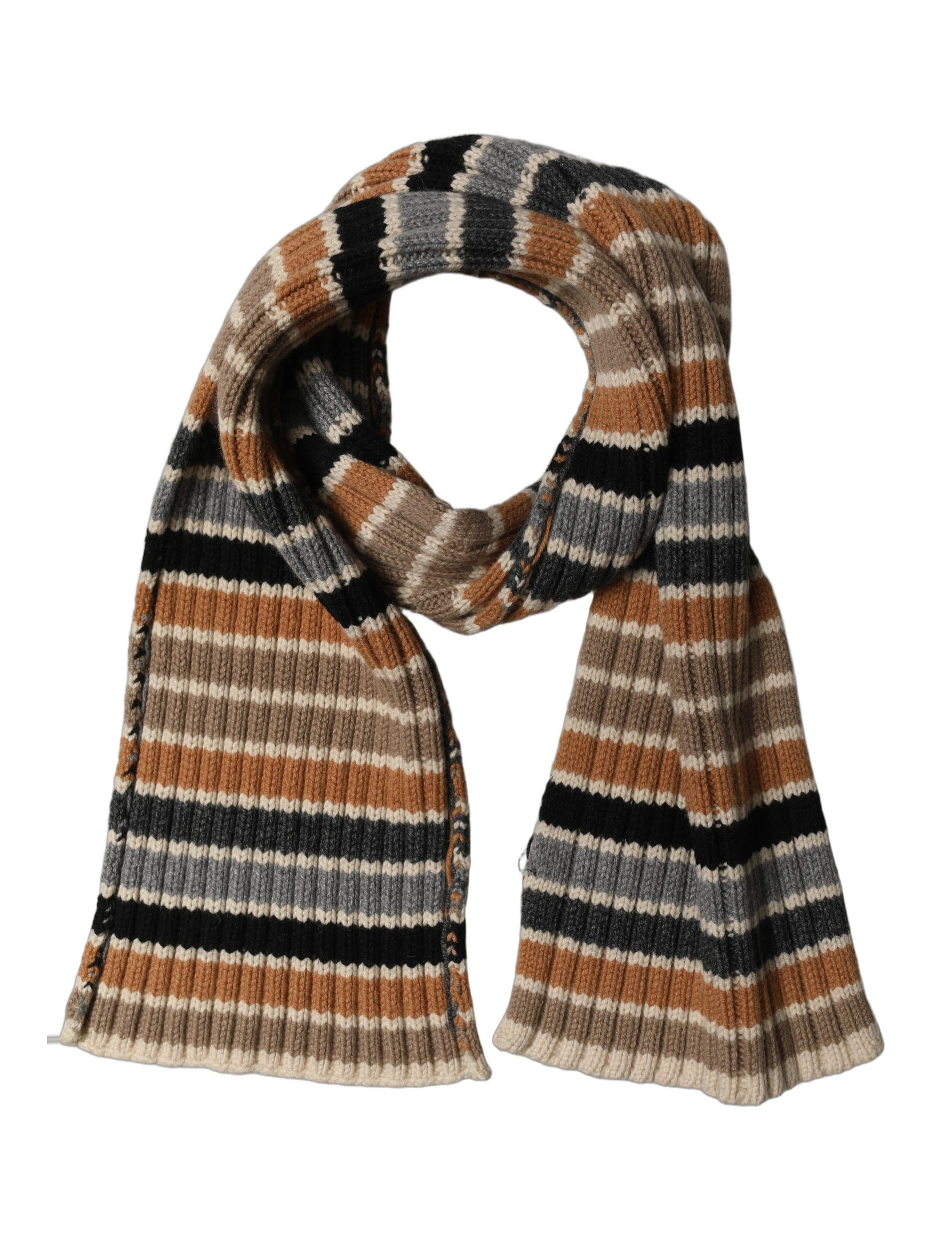 Multicolor Striped Knitted Viscose Shawl Scarf