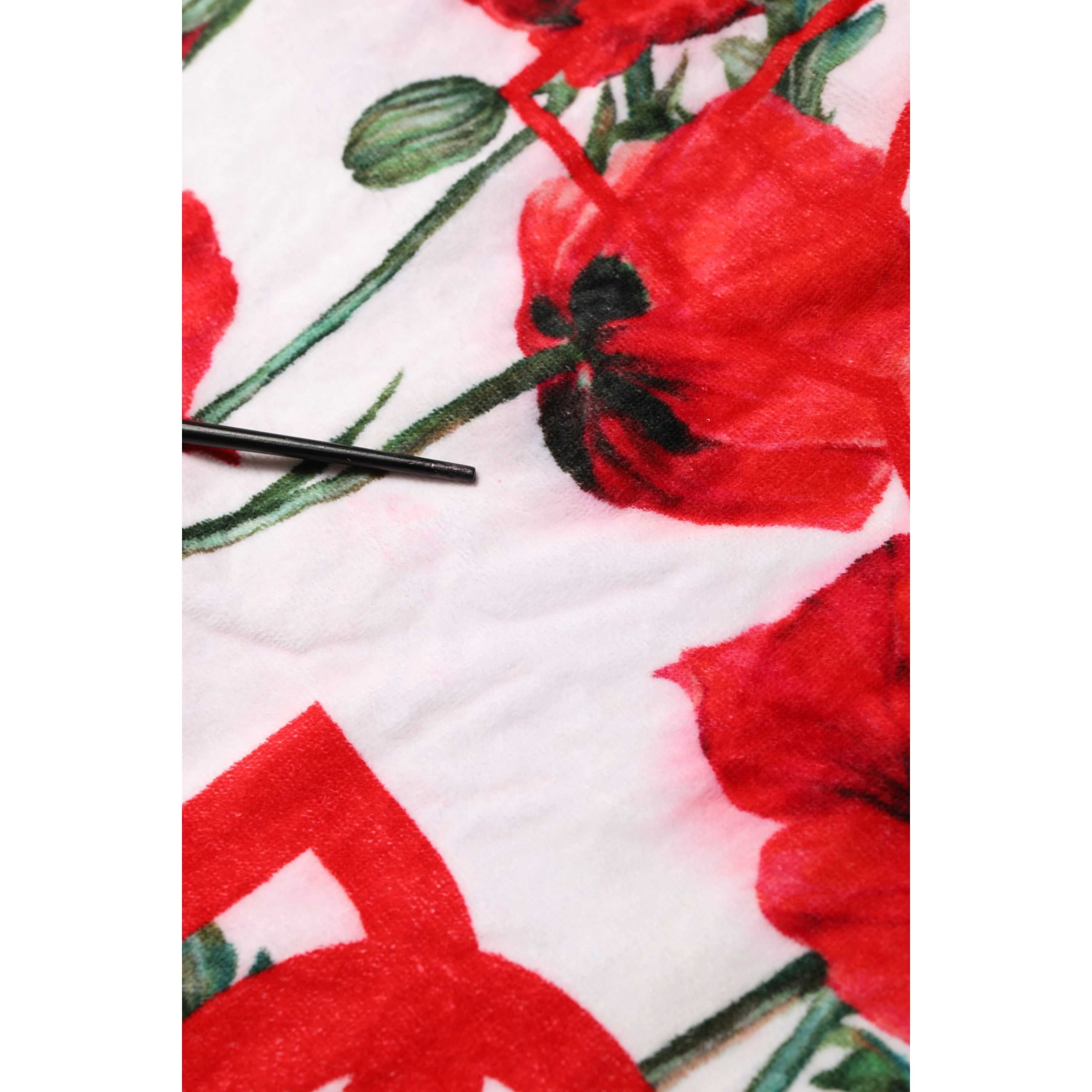 White Floral Poppy Print DG Logo Beach Towel