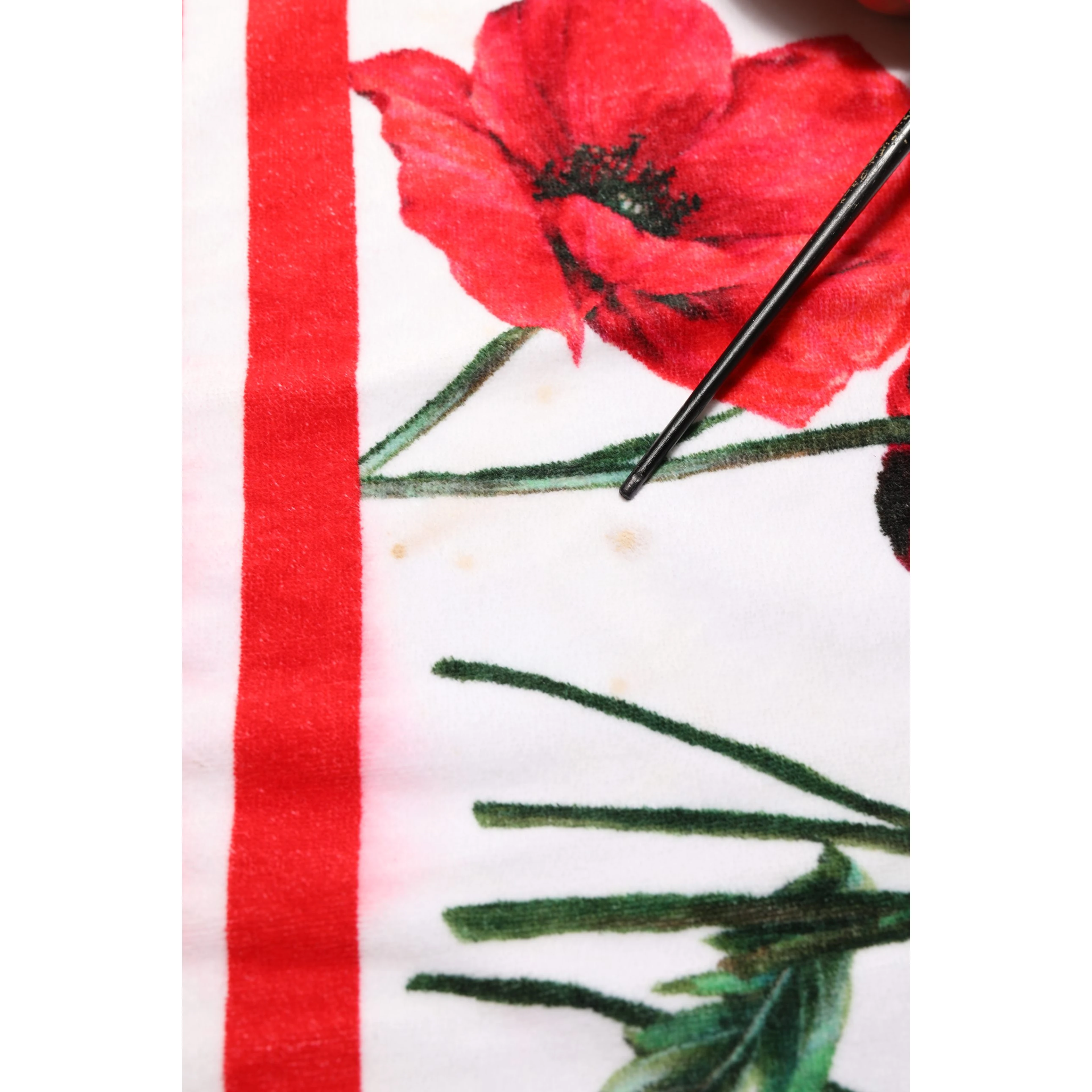White Floral Poppy Print DG Logo Beach Towel