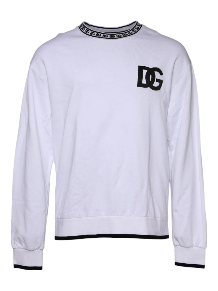 White Cotton DG Crew Neck Sweatshirt Sweater