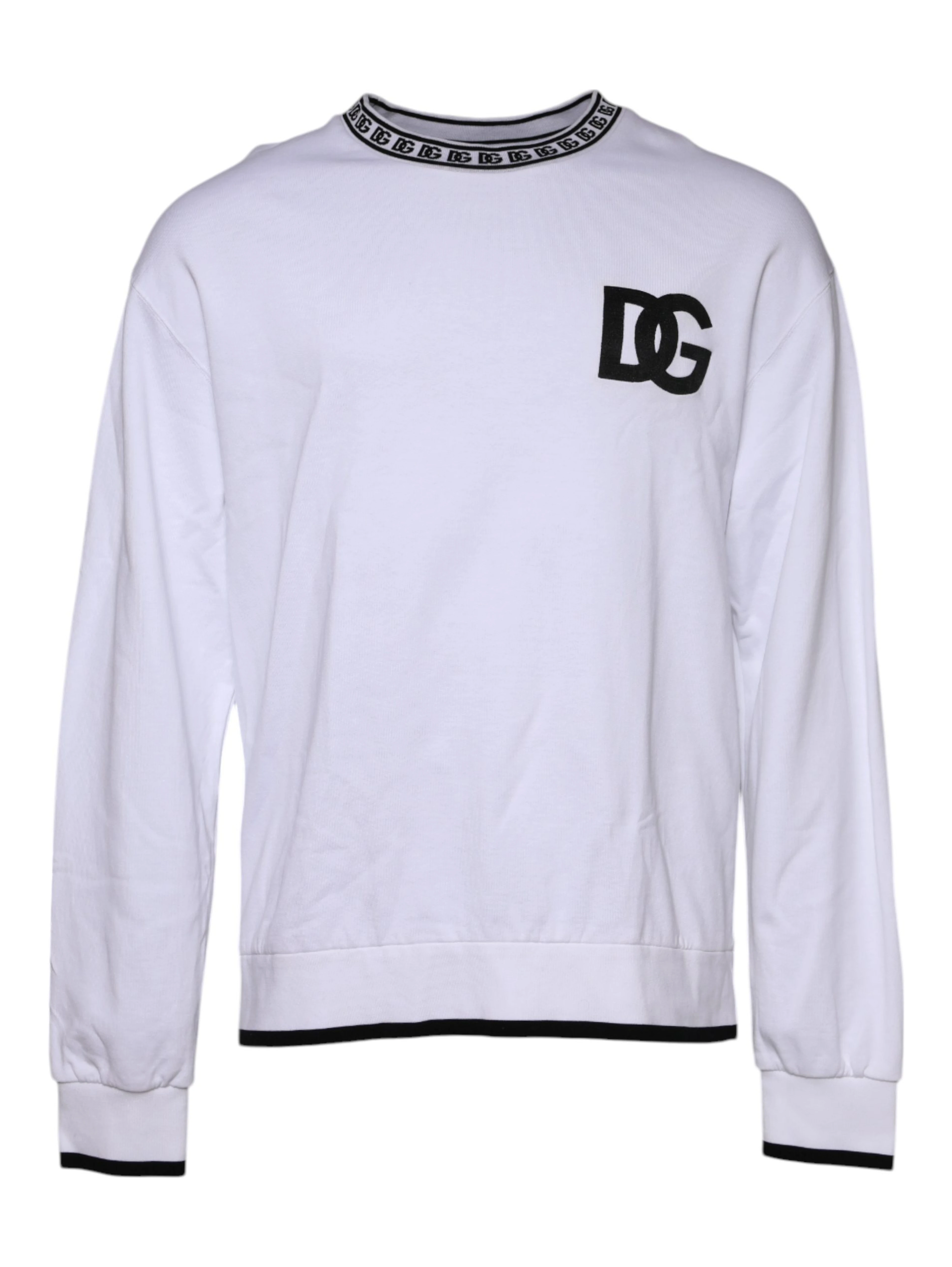 White Cotton DG Crew Neck Sweatshirt Sweater